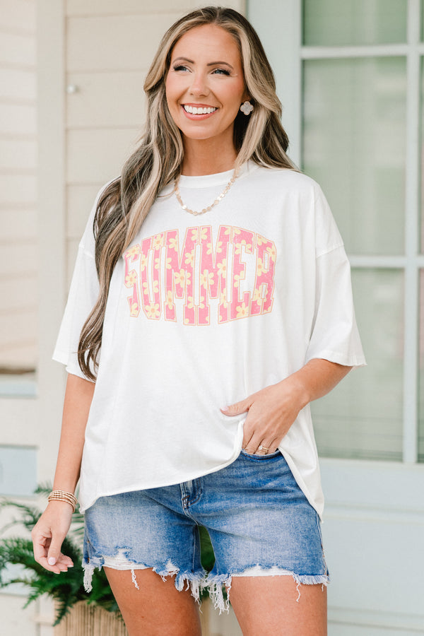 Chic Soul Plus size clothing, White short sleeve tee with the word 