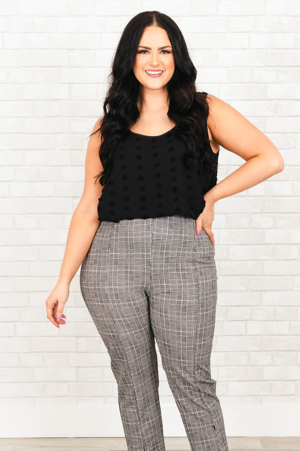 Chic Soul plus size clothing, black swiss dotted tank