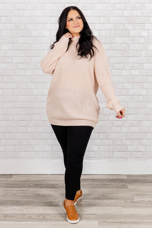 Chic Soul plus size clothing, pale pink knitted sweater