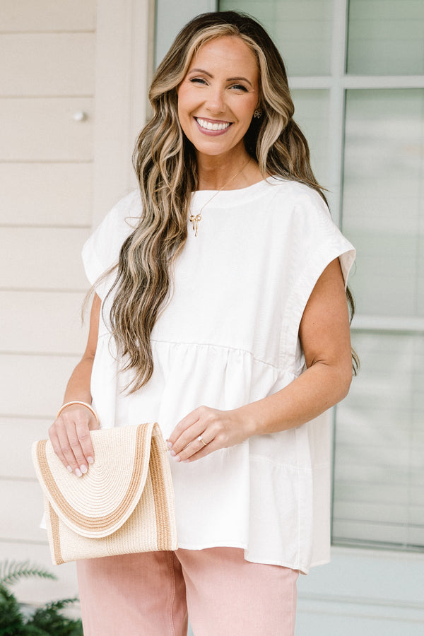 Chic Soul plus size clothing, white babydoll tank top