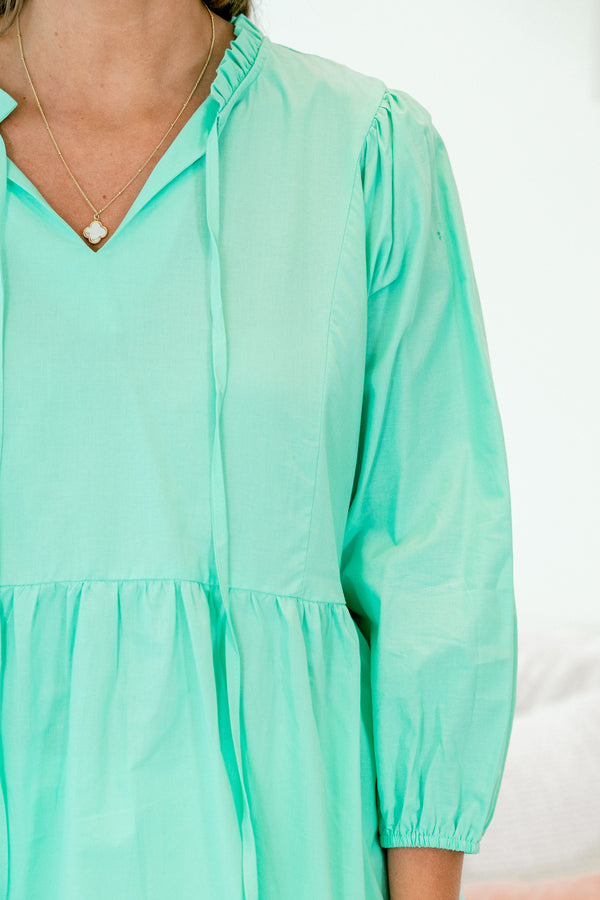 Chic Soul plus size clothing, sage babydoll top with elastic balloon sleeves