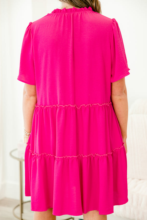 Chic soul plus size clothing, Pink tiered baby doll dress with short sleeves 