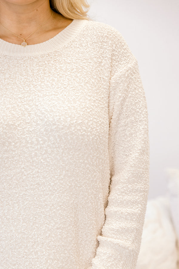 Chic Soul plus size clothing, long sleeve ivory sweater dress