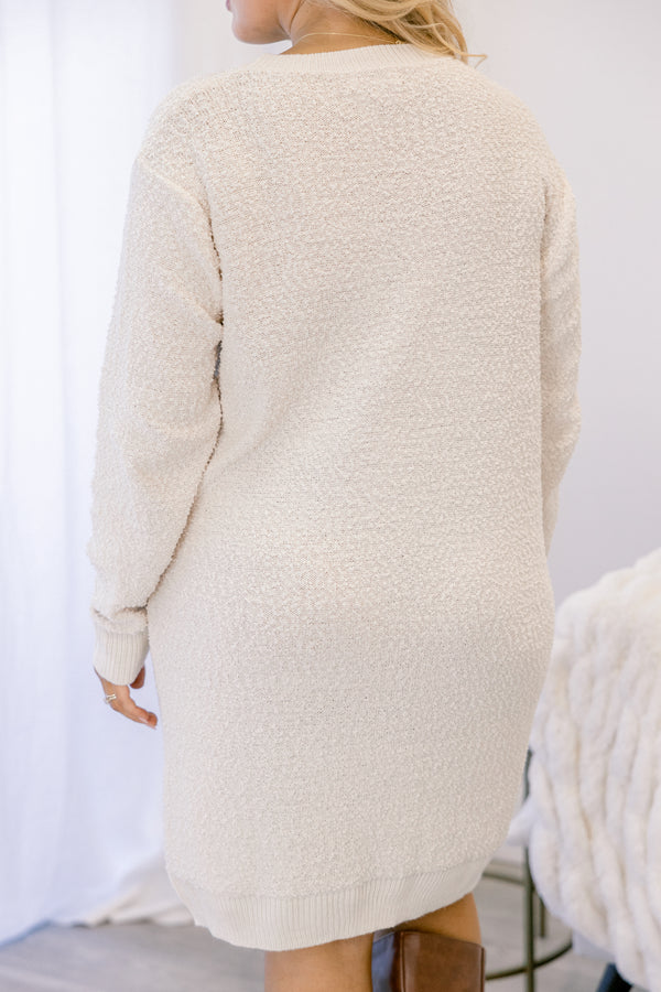 Chic Soul plus size clothing, long sleeve ivory sweater dress