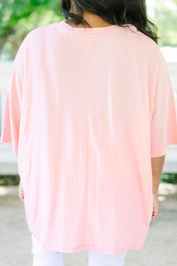 Plus Size dark pink oversized boyfriend tee with a colorful Choose Kindness graphic and crew neck.