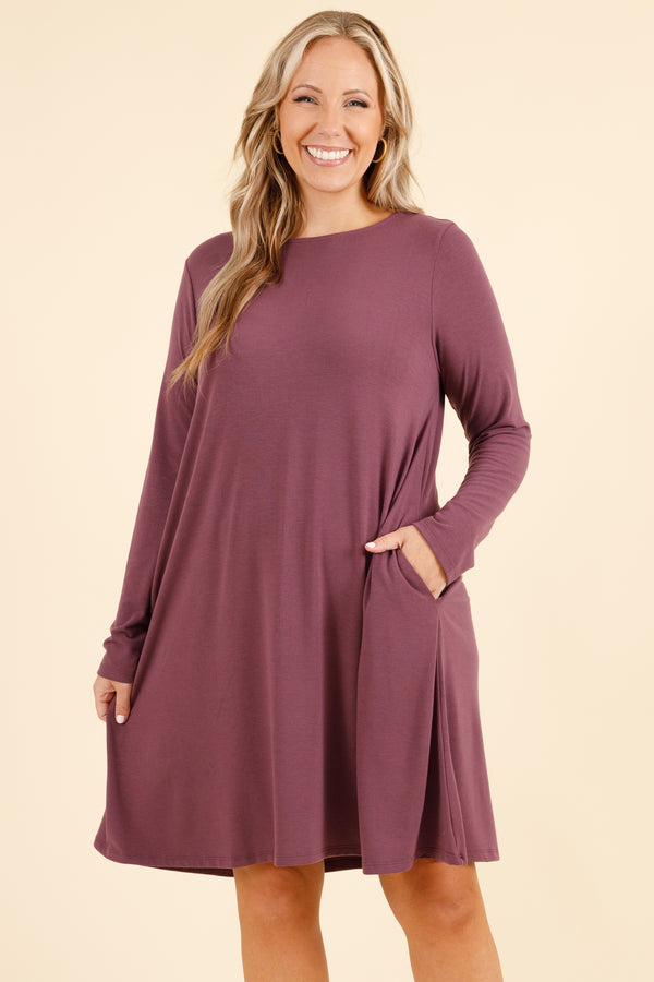 Chic Soul plus size clothing, lilac grey flowy dress with pockets