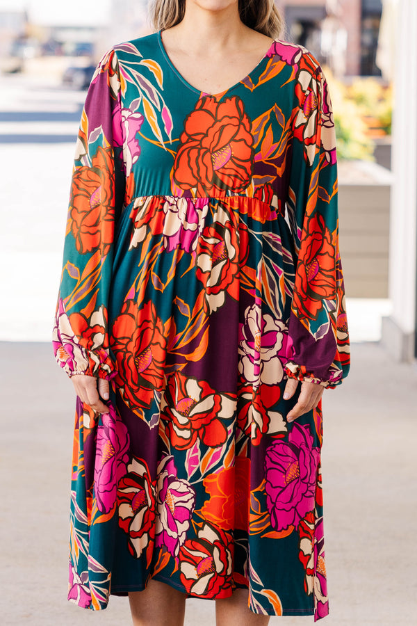 Chic Soul plus size clothing, wine multicolored floral long sleeve dress