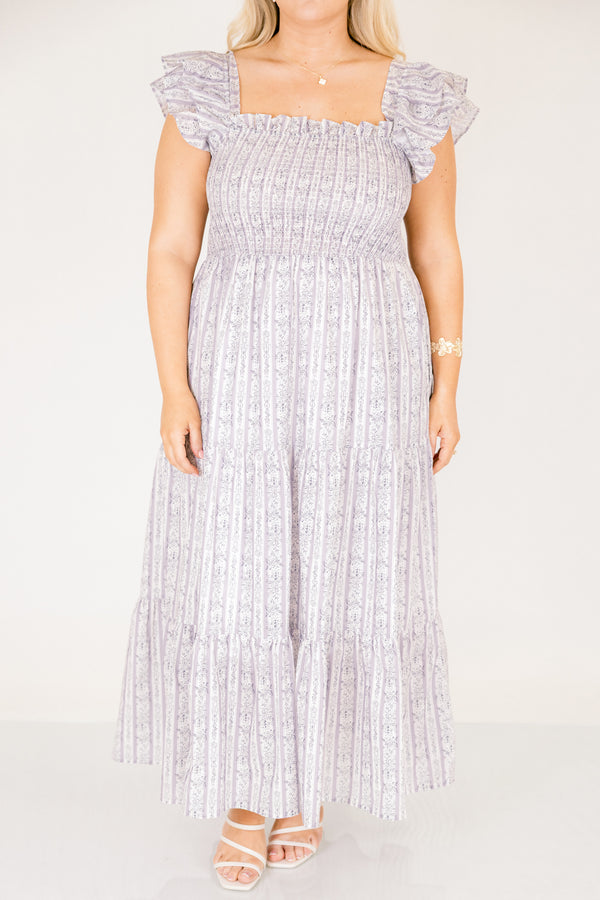 Chic soul plus size clothing, purple floral print square neck maxi dress with ruffle straps