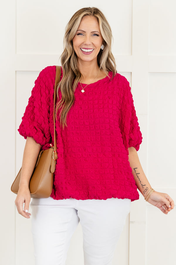 Chic Soul plus size clothing, pink stretchy short sleeve top