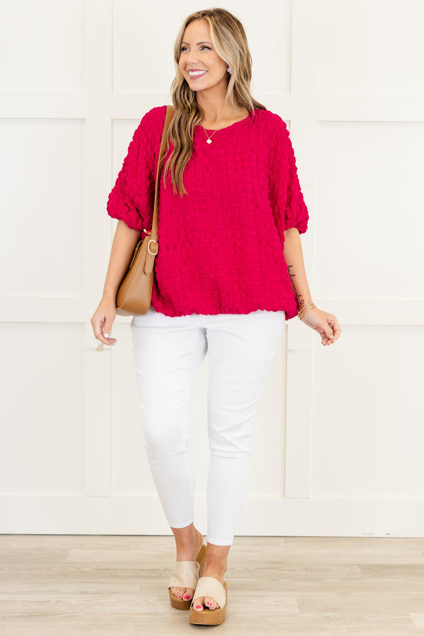 Chic Soul plus size clothing, pink stretchy short sleeve top