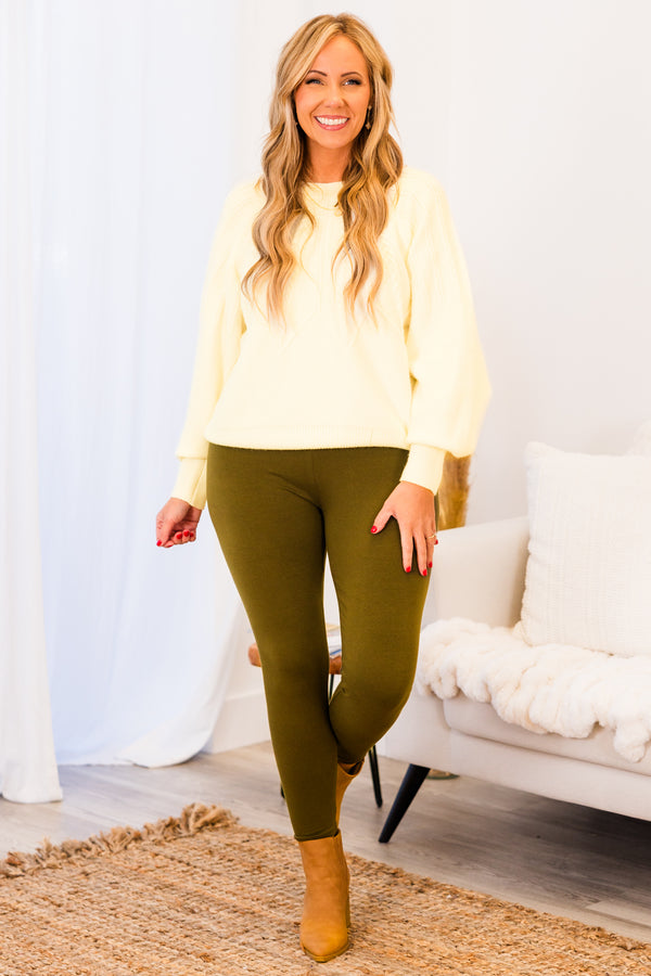 Chic Soul plus size clothing, high-waisted dark olive slim-fitting leggings 