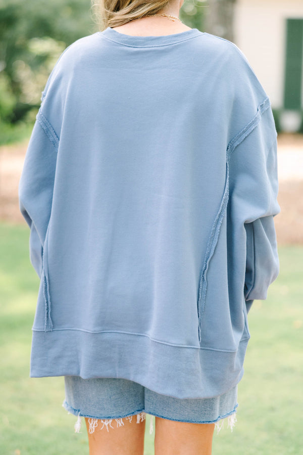 Plus size denim blue Vintage Mallard Comfy Crew sweatshirt with a mallard duck graphic.