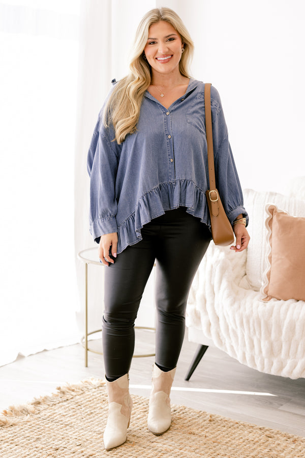 Chic Soul plus size clothing pair of black faux leather leggings with a sleek, shiny finish