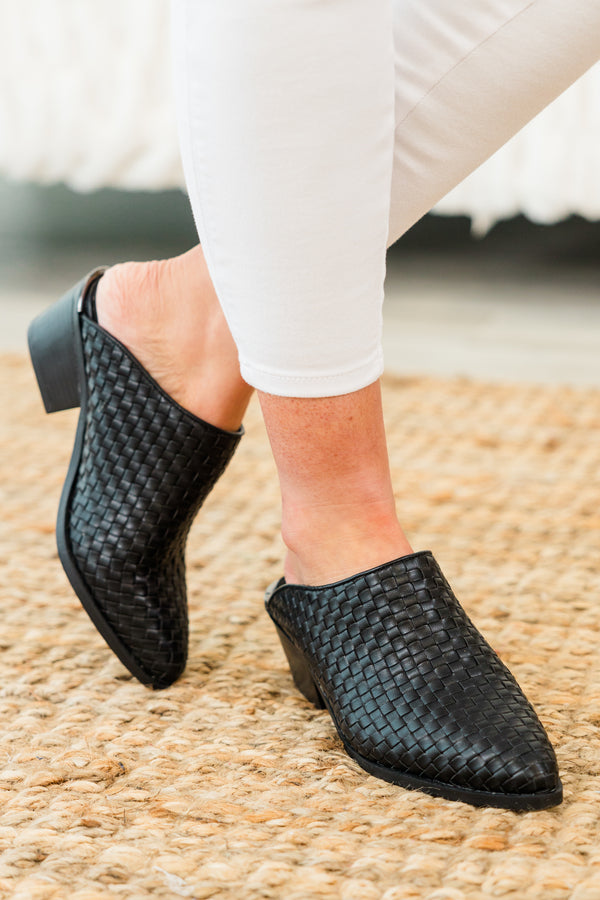 Chic Soul Plus Size Clothing, black solid open back mules