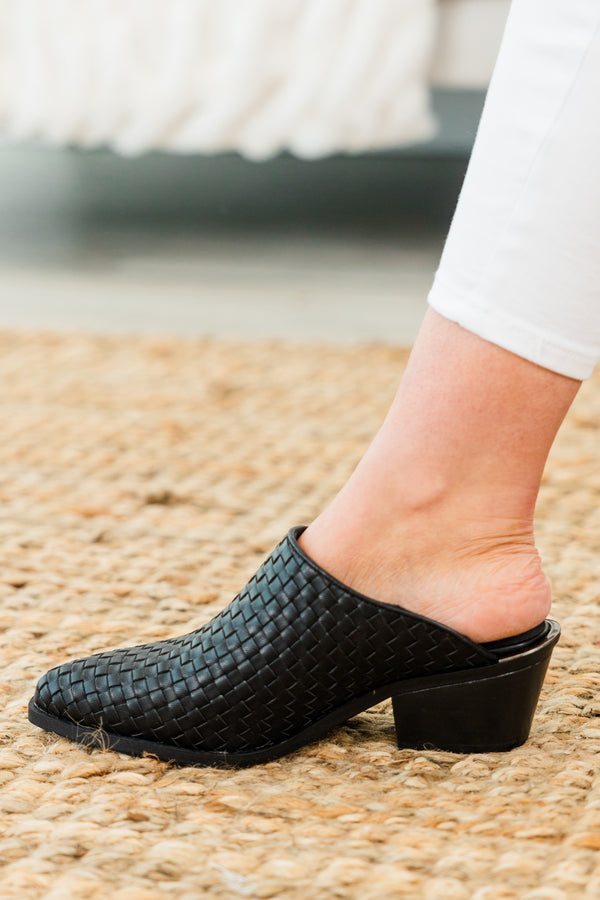 Chic Soul Plus Size Clothing, black solid open back mules
