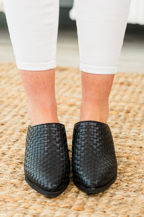 Chic Soul Plus Size Clothing, black solid open back mules