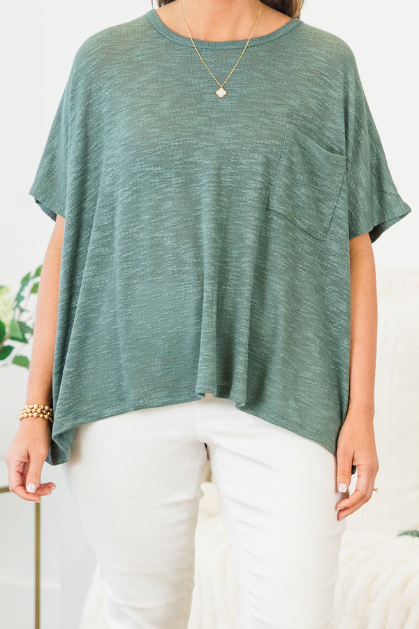 Chic Soul plus size clothing, ash jade short sleeve flowy top with round neckline with chest pocket