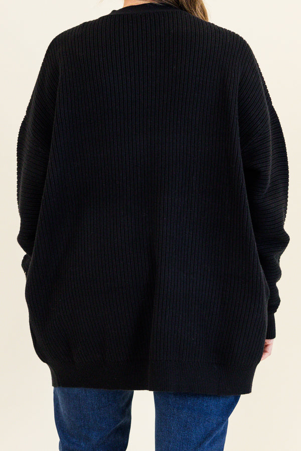Chic Soul plus size clothing, black knitted cardigan