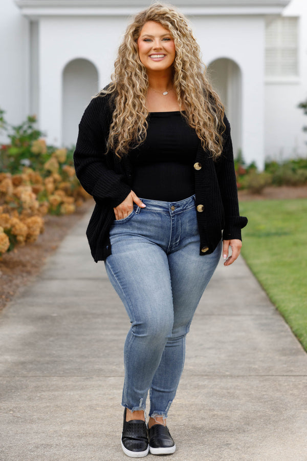 Chic Soul plus size clothing, medium wash skinny jeans