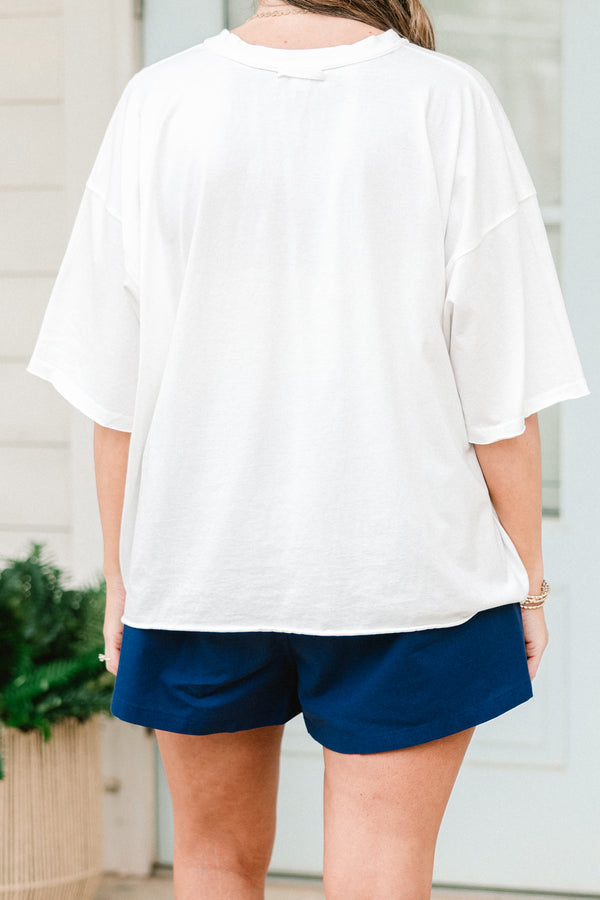 Chic soul plus size clothing, white short sleeve tee with two blue tigers on the front and the words 