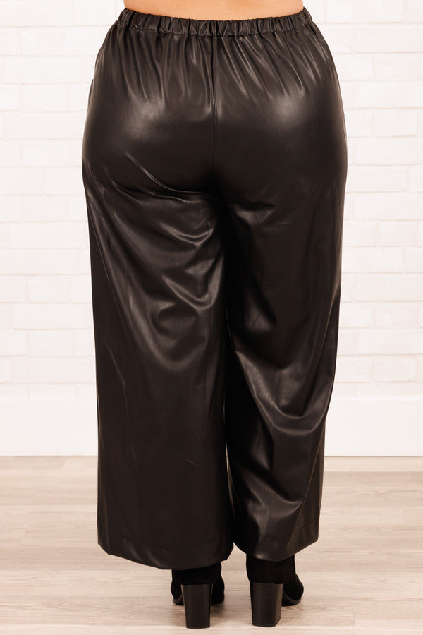 Chic Soul plus size clothing, black figure flattering pants with an elastic waistband
