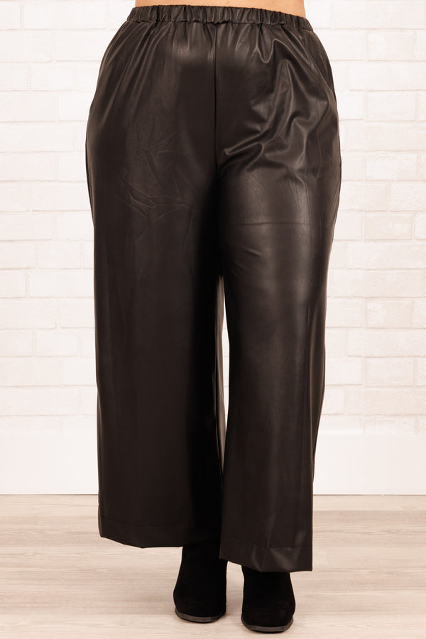 Chic Soul plus size clothing, black figure flattering pants with an elastic waistband