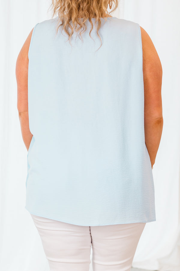 Chic Soul plus size clothing, sky blue tank top