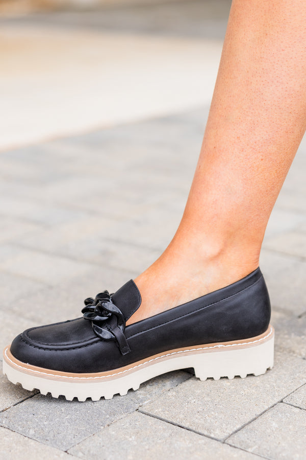 Chic Soul plus size clothing, black loafer with contrast sole and black buckle accent on top