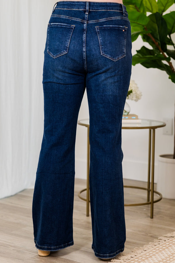 Chic Soul plus size clothing, dark wash straight leg denim jeans