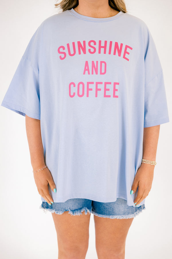 Chic Soul plus size clothing, ash blue short sleeve boyfriend tee with 
