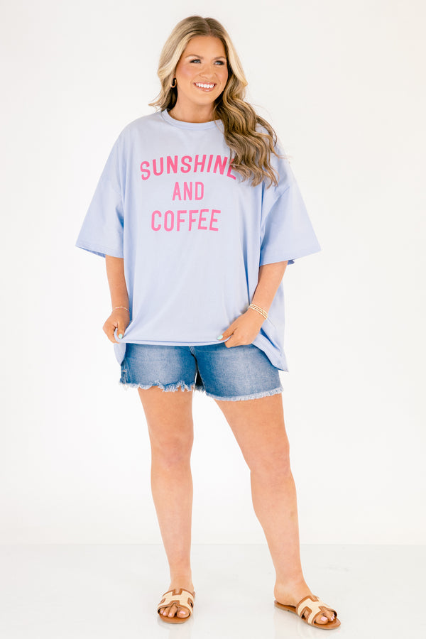 Chic Soul plus size clothing, ash blue short sleeve boyfriend tee with 
