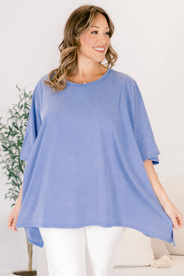Chic Soul plus size clothing blue short sleeve flowy tunic