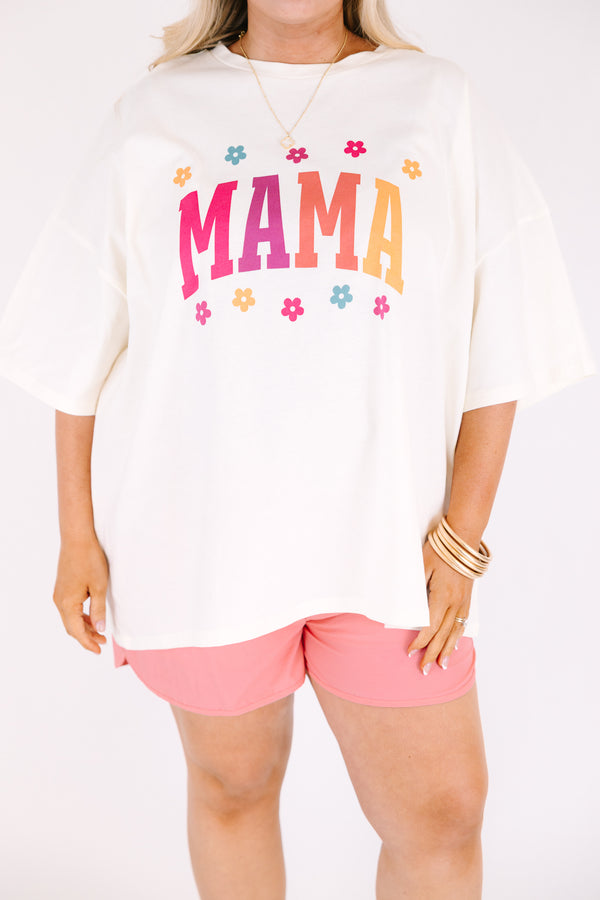Chic Soul plus size clothing, off white oversized short sleeve tee with 