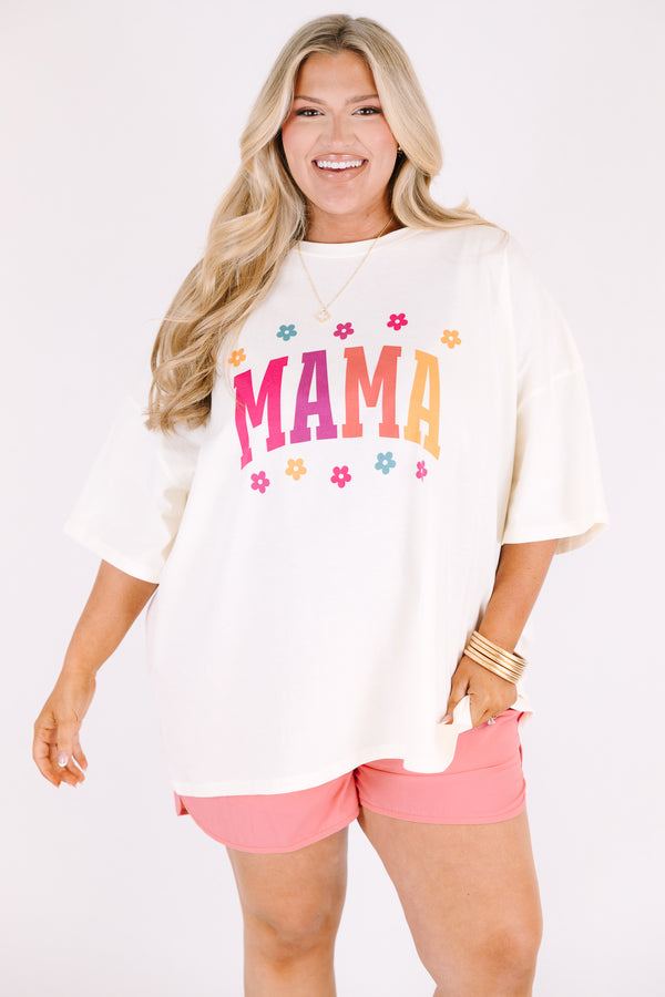 Chic Soul plus size clothing, off white oversized short sleeve tee with 