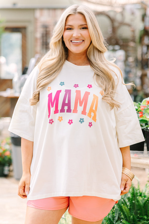 Chic Soul plus size clothing, off white oversized short sleeve tee with 