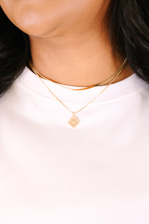 Chic Soul plus size clothing, gold solid chain necklace and gold flower pendant necklace set