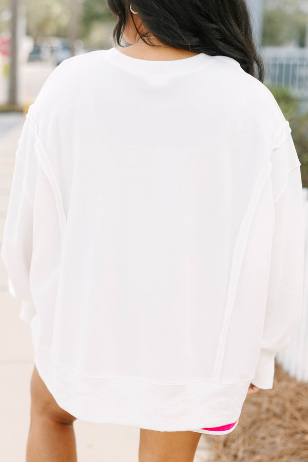 Chic Soul plus size clothing, white oversized crewneck with 