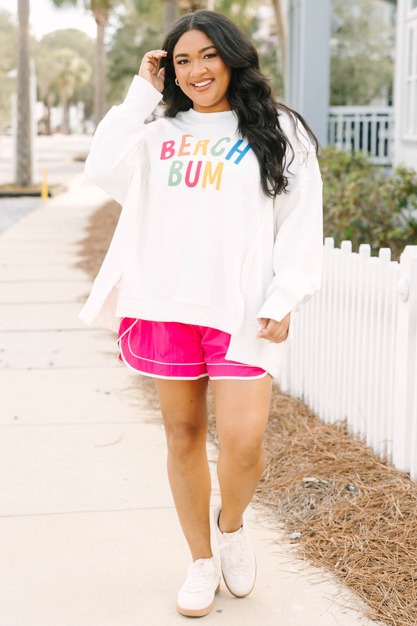 Chic Soul plus size clothing, white oversized crewneck with 