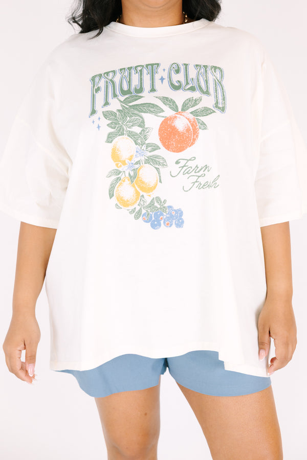 Chic Soul plus size clothing, ivory short sleeve graphic tee with the saying 