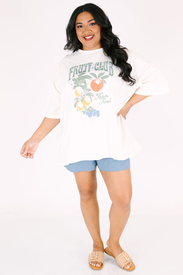 Chic Soul plus size clothing, ivory short sleeve graphic tee with the saying 