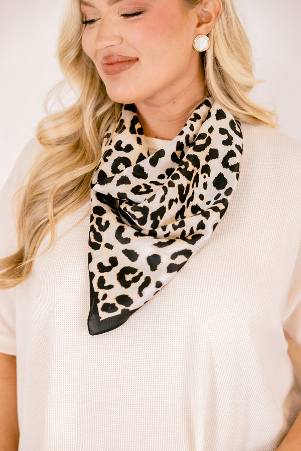 Chic Soul plus size clothing, black leopard print silk scarf
