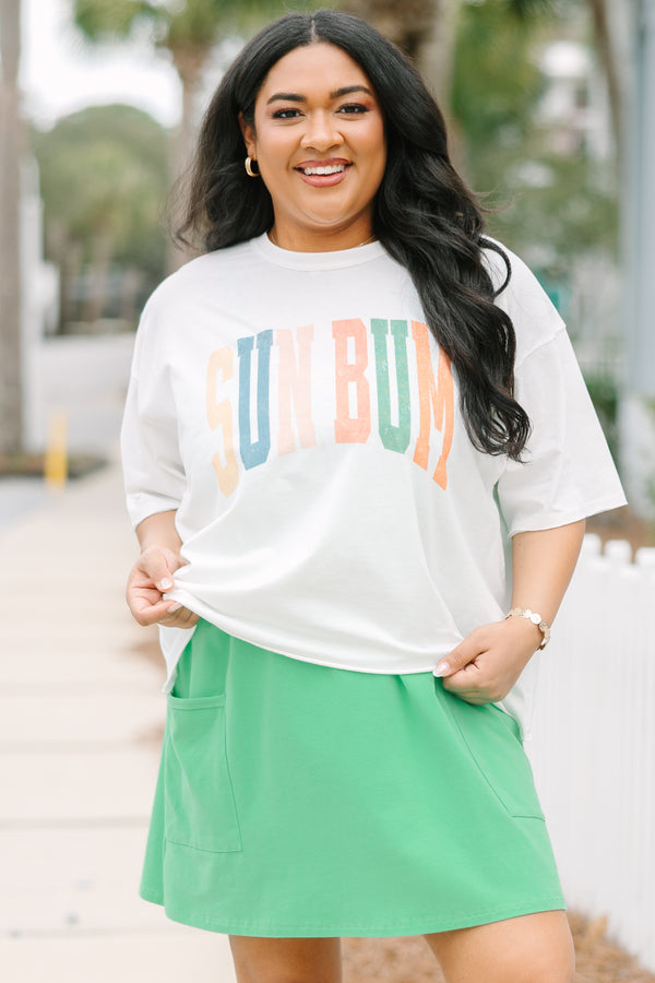 Chic Soul plus size clothing, white short sleeve cropped vintage wash tee with 