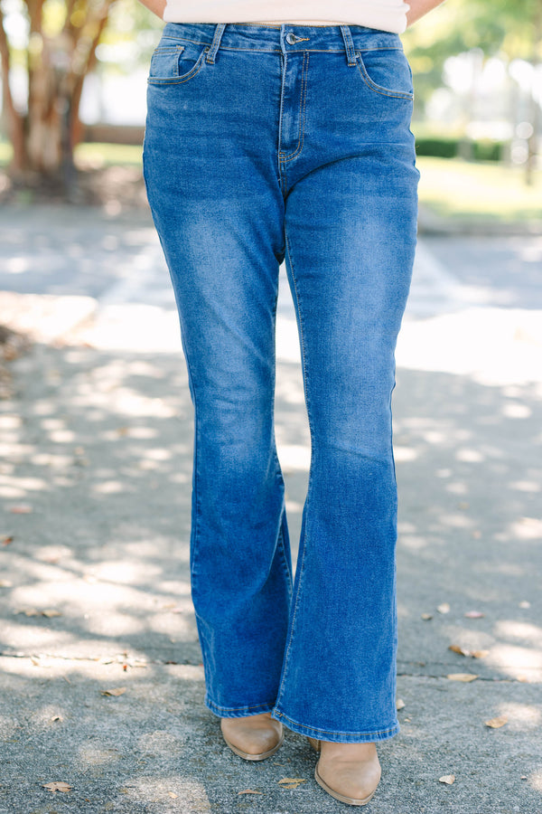 Plus size clothing, dark wash boot cut jeans