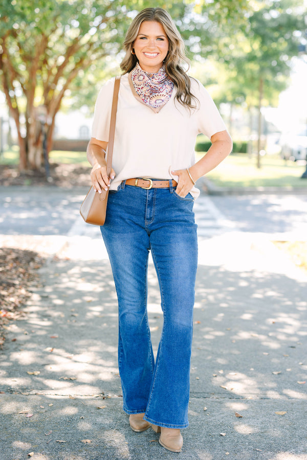 Plus size clothing, dark wash boot cut jeans