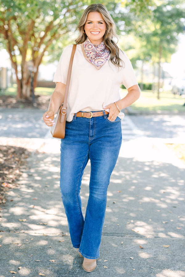 Plus size clothing, dark wash boot cut jeans