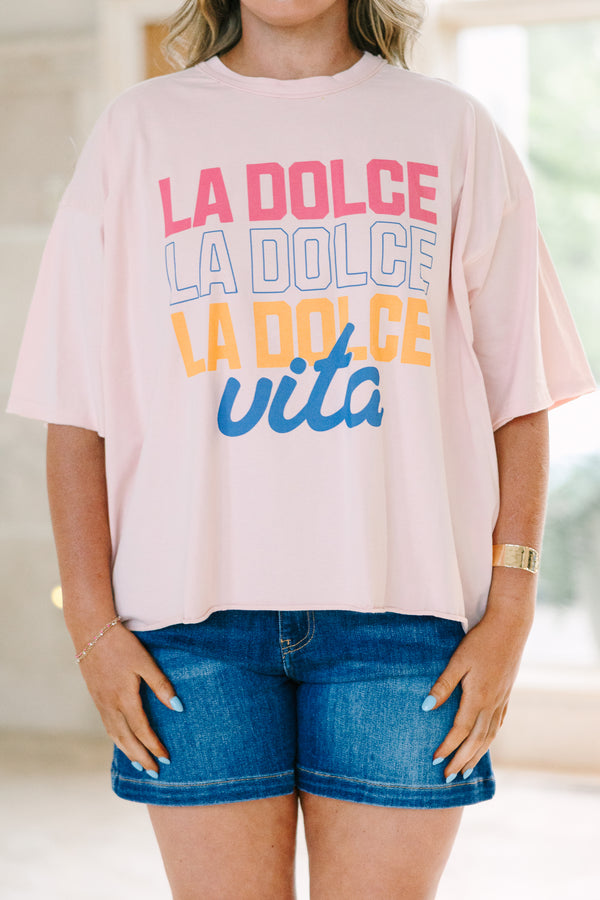 Plus Size blush pink vintage wash tee with 