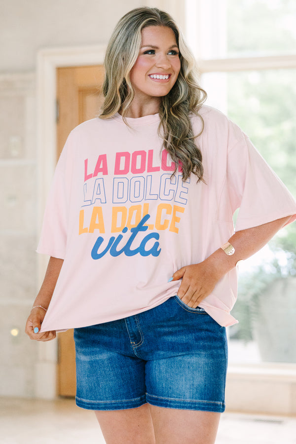 Plus Size blush pink vintage wash tee with 