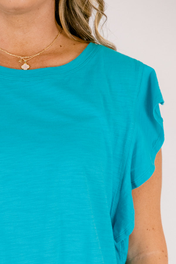 Chic Soul plus size clothing, teal short sleeve top