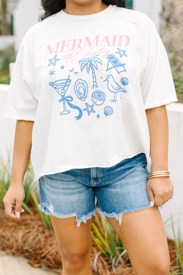Chic Soul plus size clothing, white graphic tee with beachy line drawings on the shirt and the saying 