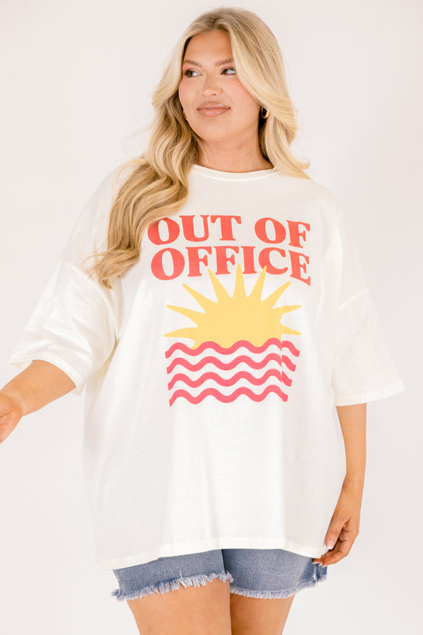 Chic Soul plus size clothing, off white short sleeve oversized boyfriend tee with 